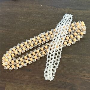 Beaded Crystal and Peach Hair Bands.